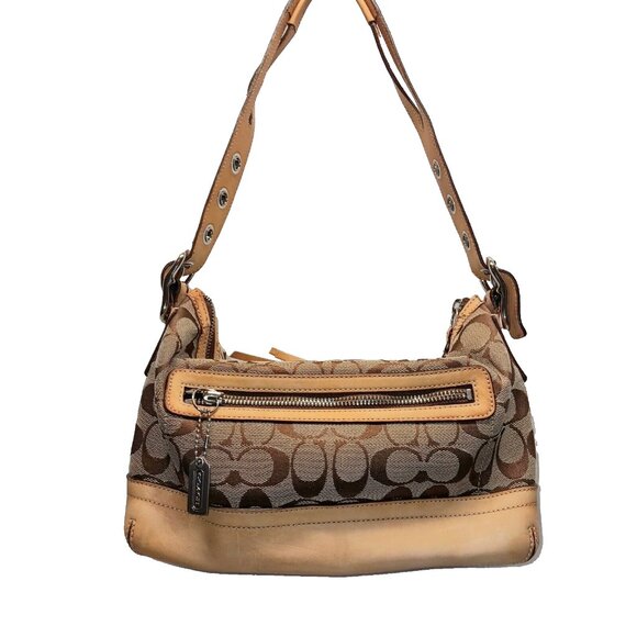 Coach Signature Monogram 9363 Vintage Leather and Canvas Brown/Beige Hand Bag - Picture 1 of 15